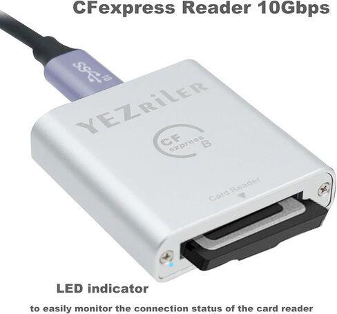 قارئ بطاقات CFexpress Type B، USB 3.1 Gen 2 10 جيجابت في الثانية من النوع C محول بطاقة ذاكرة CFexpress B مع كابل USB C إلى USB C/USB A، يدعم نظام Android/Windows/Mac OS/Linux in Kuwait