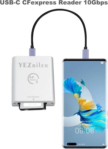 قارئ بطاقات CFexpress Type B، USB 3.1 Gen 2 10 جيجابت في الثانية من النوع C محول بطاقة ذاكرة CFexpress B مع كابل USB C إلى USB C/USB A، يدعم نظام Android/Windows/Mac OS/Linux in Kuwait