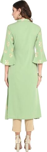 Janasya Indian Women's Light Green Poly Crepe Kurta in Saudi Arabia
