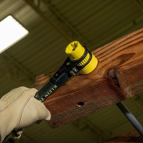 Klein Tools KT155T 6-In-1 Lineman's Ratcheting Wrench with Bolt Through Design and Bright Yellow Socket in Saudi Arabia