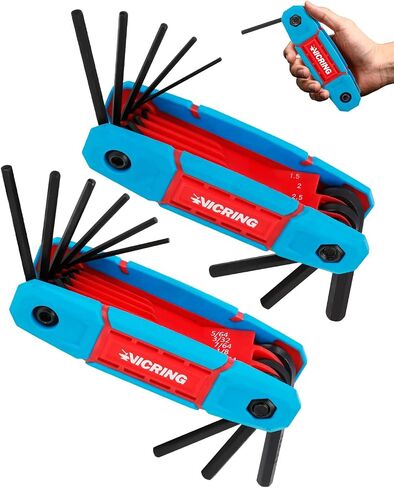 17PCS Folding Allen Wrench Set SAE and Metric Hex Key Set Allen Wrenches Sets 2Pack Portable Hex for Basic Home Repair in Saudi Arabia
