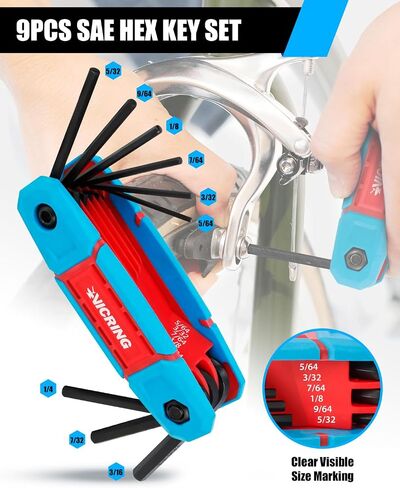 17PCS Folding Allen Wrench Set SAE and Metric Hex Key Set Allen Wrenches Sets 2Pack Portable Hex for Basic Home Repair in Saudi Arabia