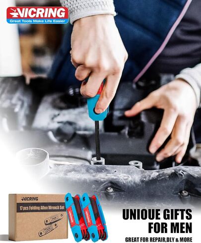 17PCS Folding Allen Wrench Set SAE and Metric Hex Key Set Allen Wrenches Sets 2Pack Portable Hex for Basic Home Repair in Saudi Arabia