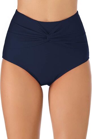 Micosuza Women's Full Coverage Swim Bottoms High Waisted Twist Front Bikini Bottoms Swim Briefs in Saudi Arabia