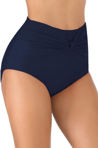 Micosuza Women's Full Coverage Swim Bottoms High Waisted Twist Front Bikini Bottoms Swim Briefs in Saudi Arabia