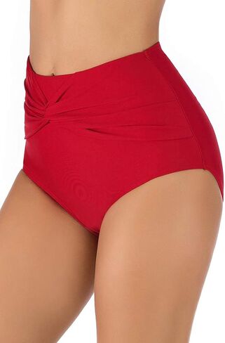 Micosuza Women's Full Coverage Swim Bottoms High Waisted Twist Front Bikini Bottoms Swim Briefs in Saudi Arabia