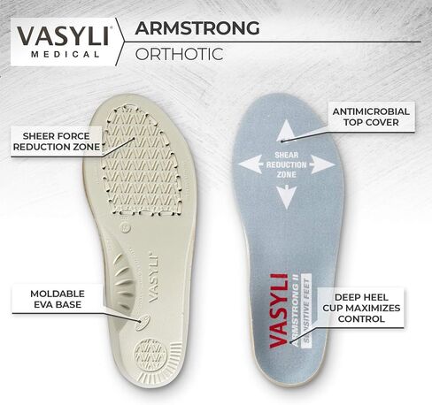 Vasyli+Armstrong II جهاز تقويم القدم الحساسة، كبير، حساسية أخمصية، يقلل من قوى القص، النعال لمرضى السكري، مظهر أمامي أوسع، ممتص للصدمات، قابل للتشكيل بالحرارة، يقلل من سمك مقدمة القدم in Saudi Arabia
