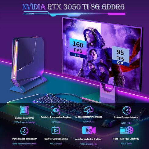 Mini Gaming PC, 12th Intel i9-12900H & GeForce RTX 3050Ti 8G GDDR6 Dual Graphics Card Mini PC, 14C/20T RGB Lights Mini Desktop Computer 32GB RAM 1TB NVMe SSD, 4K Triple Display/2.5G LAN/WiFi 6E/BT5.3 in Saudi Arabia