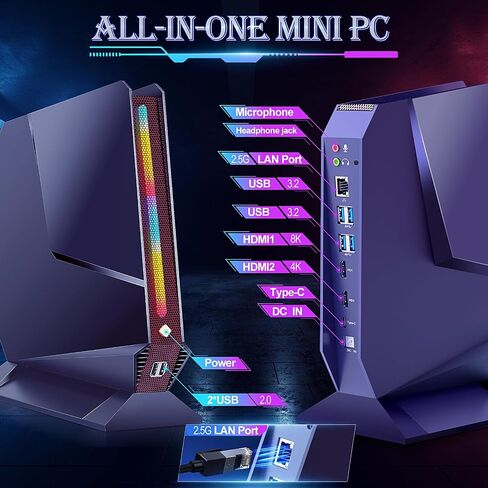 Mini Gaming PC, 12th Intel i9-12900H & GeForce RTX 3050Ti 8G GDDR6 Dual Graphics Card Mini PC, 14C/20T RGB Lights Mini Desktop Computer 32GB RAM 1TB NVMe SSD, 4K Triple Display/2.5G LAN/WiFi 6E/BT5.3 in Saudi Arabia