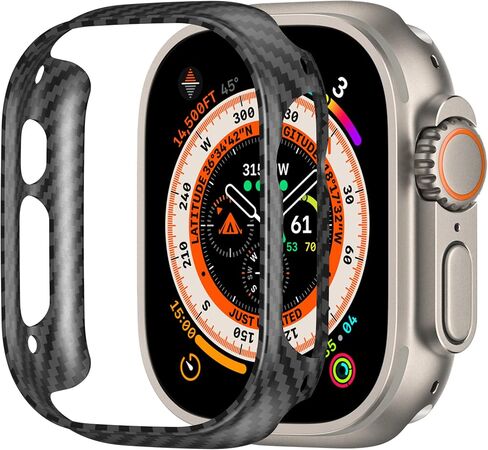 iiteeology Compatible with Apple Watch Case 45mm, Genuine Slim Aramid Carbon Fiber Case for iWatch Series 9 8 7, Matte Black in Saudi Arabia