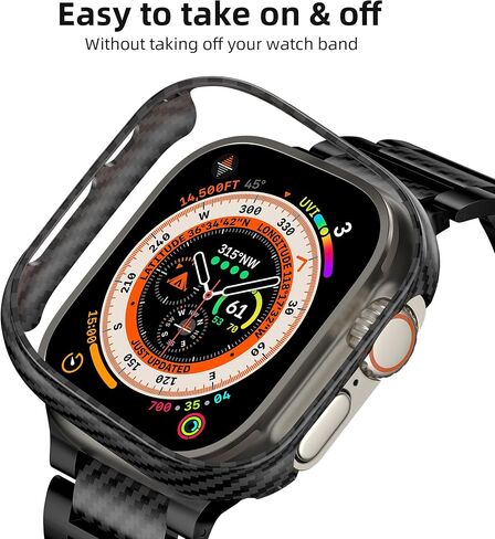 iiteeology Compatible with Apple Watch Case 45mm, Genuine Slim Aramid Carbon Fiber Case for iWatch Series 9 8 7, Matte Black in Saudi Arabia