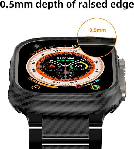 iiteeology Compatible with Apple Watch Case 45mm, Genuine Slim Aramid Carbon Fiber Case for iWatch Series 9 8 7, Matte Black in Saudi Arabia