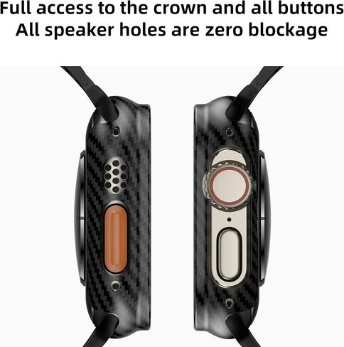 iiteeology Compatible with Apple Watch Case 45mm, Genuine Slim Aramid Carbon Fiber Case for iWatch Series 9 8 7, Matte Black in Saudi Arabia