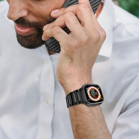 iiteeology Compatible with Apple Watch Case 45mm, Genuine Slim Aramid Carbon Fiber Case for iWatch Series 9 8 7, Matte Black in Saudi Arabia