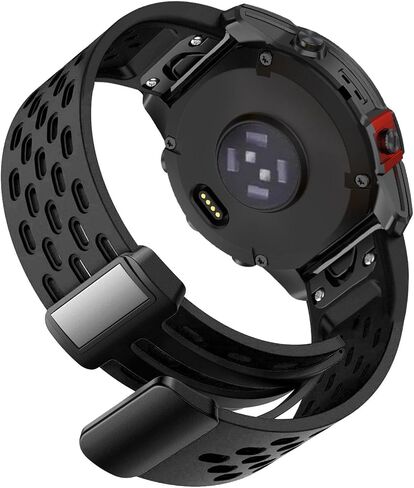 Abanen Air-holes Silicone Quick Fit 26mm Watch Band for Garmin epix Pro 51mm / Fenix 7X / Fenix 6X / Fenix 5X, Soft Sport Wrist Strap with Fold-over Magnetic Closure for Instinct 2X / Enduro in Kuwait