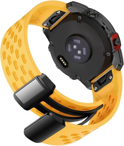 Abanen Air-holes Silicone Quick Fit 26mm Watch Band for Garmin epix Pro 51mm / Fenix 7X / Fenix 6X / Fenix 5X, Soft Sport Wrist Strap with Fold-over Magnetic Closure for Instinct 2X / Enduro in Kuwait