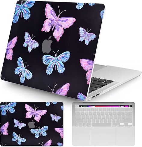Seorsok متوافق مع حافظة MacBook Pro 13 بوصة 2020 2019 2018 2017 2016 إصدار M1 A2338/A2289/A2251/A2159/A1989/A1706/A1708 حافظة كمبيوتر محمول صلبة وغطاء لوحة مفاتيح، فراشات in Kuwait