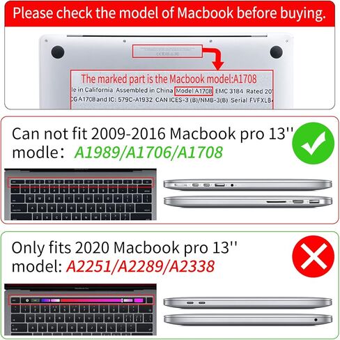 Seorsok متوافق مع حافظة MacBook Pro 13 بوصة 2020 2019 2018 2017 2016 إصدار M1 A2338/A2289/A2251/A2159/A1989/A1706/A1708 حافظة كمبيوتر محمول صلبة وغطاء لوحة مفاتيح، فراشات in Kuwait