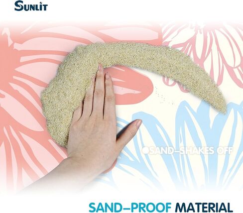 بطانية شاطئ ناعمة مضاءة بنور الشمس مقاس 106 بوصة × 81 بوصة مقاومة للرمل، سجادة شاطئ خالية من الرمال مع جيب زاوية وحقيبة شبكية لحفلات الشاطئ والسفر والتخييم ومهرجان الموسيقى في الهواء الطلق، أزرق وردي in Kuwait