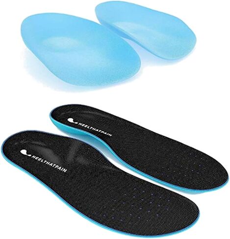 Heel That Pain Gel Plantar Fasciitis Insoles, Large (W 10.5-13, M 8.5-12) & Heel That Pain Plantar Fasciitis Insoles High Arch Sole Seats Foot Orthotic Inserts, XL (W 11.5+, M 9.5-12) in Kuwait