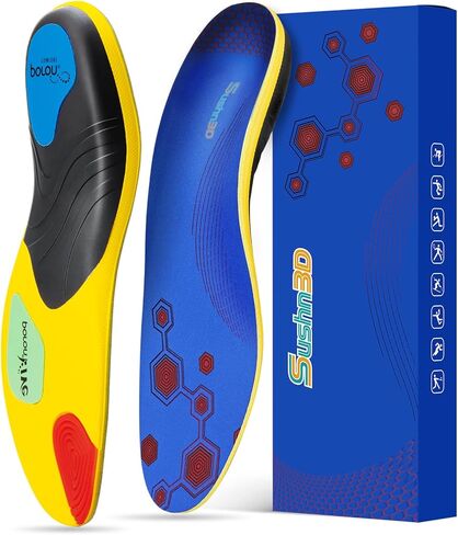 Plantar Fasciitis Relieve Feet Insoles, Arch Support Orthotic Inserts Relieve Flat Feet Foot Pain-Women Men Anti-Slip Shock Absorption Sport Gel Insoles(Men's 10-12 | Women's 12-14) in Saudi Arabia