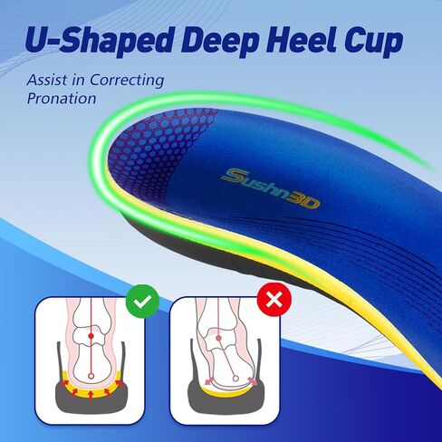 Plantar Fasciitis Relieve Feet Insoles, Arch Support Orthotic Inserts Relieve Flat Feet Foot Pain-Women Men Anti-Slip Shock Absorption Sport Gel Insoles(Men's 10-12 | Women's 12-14) in Saudi Arabia