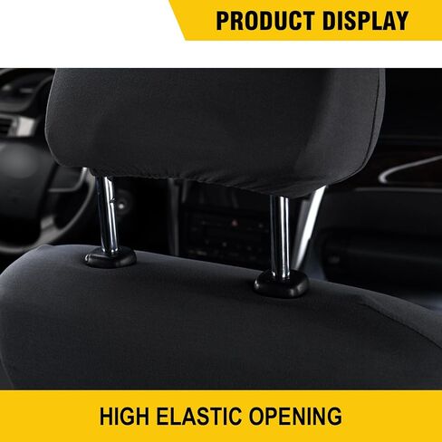 2 PCS Car Seat Cushion Headrest Cover, Stretch Fabric Soft Breathable Full-Surround Dust Cover, Telescopic Opening Seat Headrest Protector, Universal Interior Accessories for Most Cars (Black) in Saudi Arabia