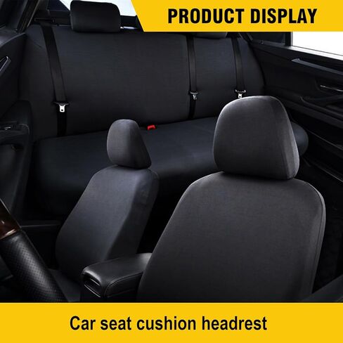 2 PCS Car Seat Cushion Headrest Cover, Stretch Fabric Soft Breathable Full-Surround Dust Cover, Telescopic Opening Seat Headrest Protector, Universal Interior Accessories for Most Cars (Black) in Saudi Arabia