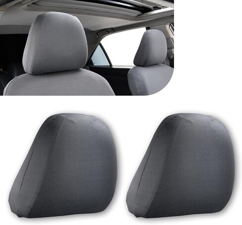 2 PCS Car Seat Cushion Headrest Cover, Stretch Fabric Soft Breathable Full-Surround Dust Cover, Telescopic Opening Seat Headrest Protector, Universal Interior Accessories for Most Cars (Black) in Saudi Arabia