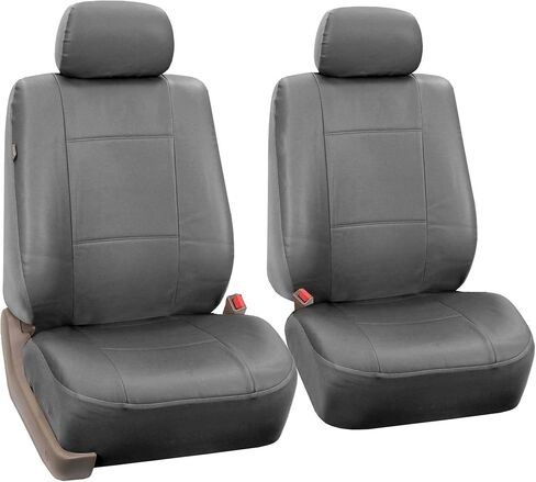FH Group Car Seat Covers Full Set PU Leather - Universal Fit, Automotive Seat Cover,Low Back Front Seat Covers,Airbag Compatible,Split Bench Rear Seat Cover,Seat Cover for SUV,Sedan Solid Gray in Saudi Arabia