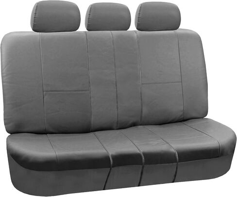 FH Group Car Seat Covers Full Set PU Leather - Universal Fit, Automotive Seat Cover,Low Back Front Seat Covers,Airbag Compatible,Split Bench Rear Seat Cover,Seat Cover for SUV,Sedan Solid Gray in Saudi Arabia