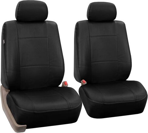 FH Group Car Seat Covers Full Set PU Leather - Universal Fit, Automotive Seat Cover,Low Back Front Seat Covers,Airbag Compatible,Split Bench Rear Seat Cover,Seat Cover for SUV,Sedan Solid Gray in Saudi Arabia