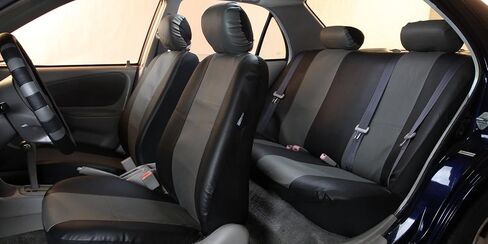 FH Group Car Seat Covers Full Set PU Leather - Universal Fit, Automotive Seat Cover,Low Back Front Seat Covers,Airbag Compatible,Split Bench Rear Seat Cover,Seat Cover for SUV,Sedan Solid Gray in Saudi Arabia