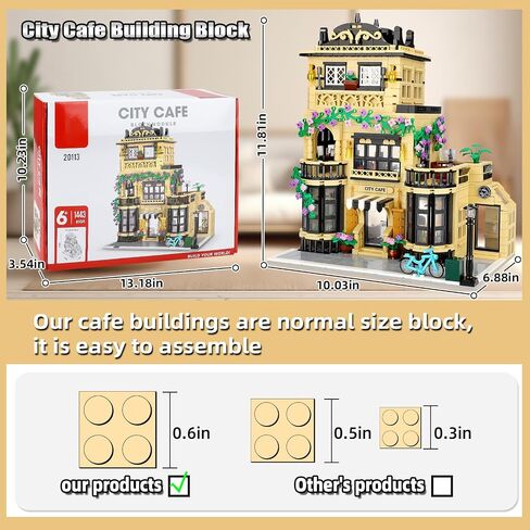 City Coffee Shop Building Blocks Set- Compatible with Lego City House, Architecture Modular Building Three-Story House Building Blocks for Adults (1443pcs) in Saudi Arabia