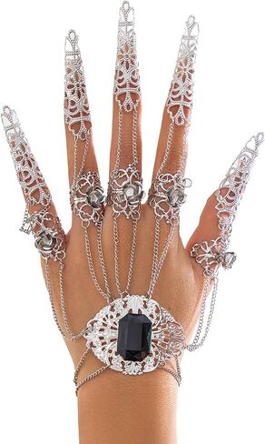 Punk Finger Bracelets with Ring,Exaggerated Finger Wrist Chains Gothic Halloween Body Accessory Jewelry for Women in Saudi Arabia