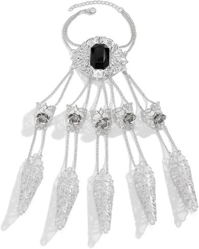 Punk Finger Bracelets with Ring,Exaggerated Finger Wrist Chains Gothic Halloween Body Accessory Jewelry for Women in Saudi Arabia