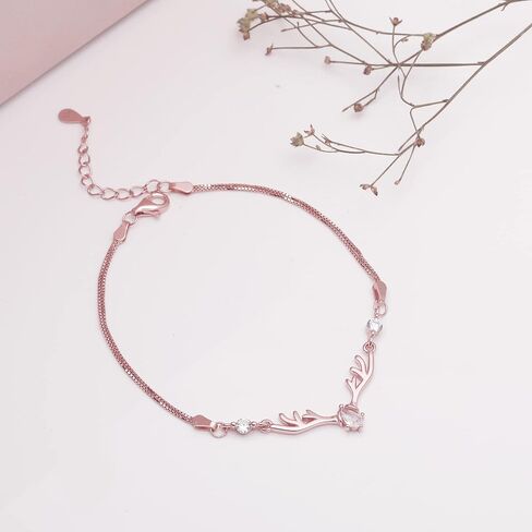 سوار GIVA من الفضة الإسترليني عيار 925 على شكل غزال من الذهب الوردي (AAA + حجر زركونيا عالي الجودة) in Kuwait