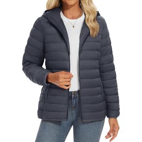 YUCOLEN Women's Puffer Jacket with Hood Lightweight Quilted Padded 4 Pockets Zip-up Coat Winter Jackets for Women in Kuwait