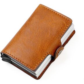Pop up Card Wallet RFID Blocking Slim Metal Men Credit Card Holder Case Business Money Pocket Double Card Case for Men and Women (coffee) in Kuwait