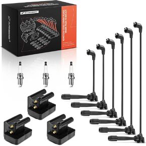 A-Premium 3 Ignition Coils with 6 Spark Plug Wires and 6 Iridium Spark Plugs Compatible with Hyundai Sonata 2002 2003 2004 2.7L in Kuwait