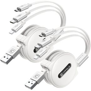 CAFELE [2023 Upgraded Multi Charging Cable, 3 in 1 Retractable USB Charging Cable with Type C, Micro USB, Phone Port, Multiple Fast Charger Cord for Phone 14 13 12 11 XS XR X 8 7 6 SE, Galaxy(4ft) in Kuwait