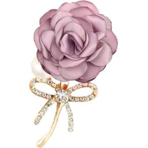 WCRAZYE Elegant Rose Flower Brooch Pin for Women Men Wedding Party Gentleman's Essentials Handmade Crystal Pearl Fabric Flower Lapel Pin Dress Suit Accessories Boutonniere Ideas Gift Valentine's Day in Saudi Arabia