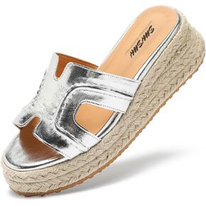 أسافين espadrilles للنساء منصة رافيا صندل الشاطئ على الأحذية الصيفية الصيف المفتوح إصبع القدم الكعب الجلود الشرائح بغال البغال من أجل أنيني in Kuwait