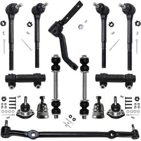 Detroit Axle - 14pc Front Suspension Kit for Monte Carlo El Camino Regal Grand Prix Bonneville Center Link Idler Arm Inner Outer Tie Rod Ends Adjusting Sleeves Sway Bars Upper Lower Ball Joints in Kuwait