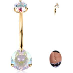 FUNLMO Titanium Belly Button Ring 14mm Long Belly Ring 14G Belly Button Piercing Floating Navel Piercing Jewelry Internally Threaded Navel Ring in Saudi Arabia