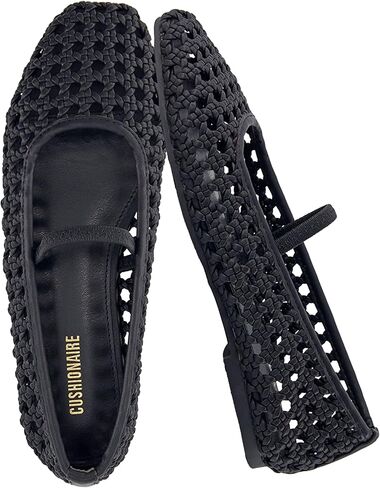 CUSHIONAIRE Women's Weavy Squared Toe Woven Ballet Flat, +Memory Foam, Wide Widths Available in Kuwait