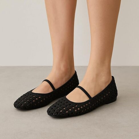 CUSHIONAIRE Women's Weavy Squared Toe Woven Ballet Flat, +Memory Foam, Wide Widths Available in Kuwait