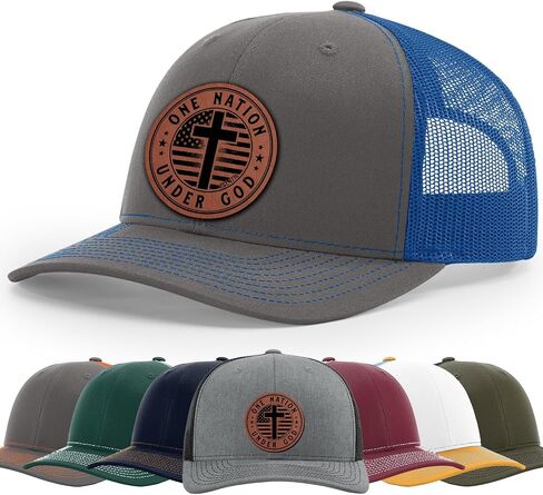 One Nation Under God. Military, Patriotic. Defend Second Amendment, God Jesus saves. Scripture. Hat, 112 Style Trucker Leather Patch Hat for Men And Women Breathable Hat, Snapback Adjustable Hat in Saudi Arabia