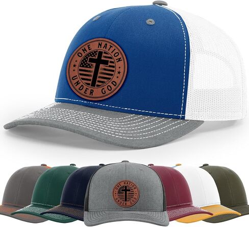 One Nation Under God. Military, Patriotic. Defend Second Amendment, God Jesus saves. Scripture. Hat, 112 Style Trucker Leather Patch Hat for Men And Women Breathable Hat, Snapback Adjustable Hat in Saudi Arabia