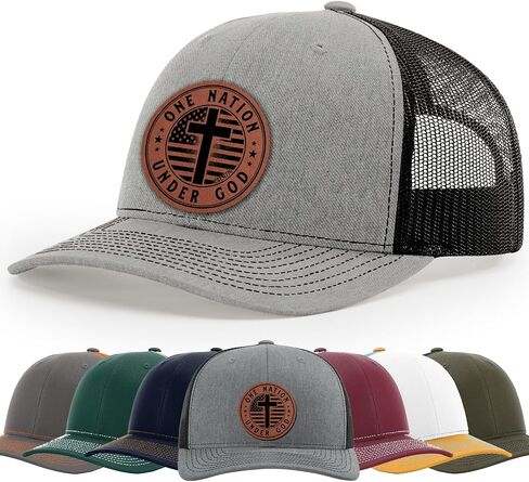 One Nation Under God. Military, Patriotic. Defend Second Amendment, God Jesus saves. Scripture. Hat, 112 Style Trucker Leather Patch Hat for Men And Women Breathable Hat, Snapback Adjustable Hat in Saudi Arabia